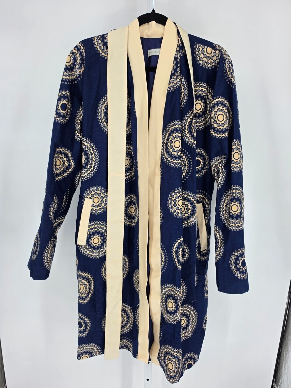 Touch of Rwanda Shema Charlotte Womens Cotton Robe Blue White Geometric
